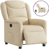 vidaXL Relaxsessel Elektrisch Creme Stoff
