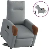 vidaXL Relaxsessel mit Aufstehhilfe Elektrisch Hellgrau Stoff