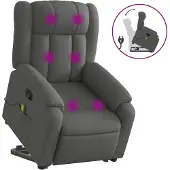 vidaXL Massagesessel mit Aufstehhilfe Dunkelgrau Stoff