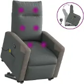 vidaXL Massagesessel mit Aufstehhilfe Dunkelgrau Stoff