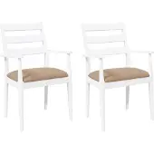 vidaXL Esszimmerstühle mit Kissen 2 Stk. Weiß Massivholz Gummibaum