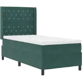 vidaXL Boxspringbett mit Matratze mit LED Dunkelgrün 90 x 200 cm Samt