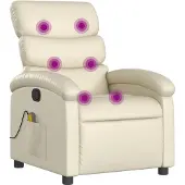 vidaXL Massagesessel mit Relaxfunktion, Kunstleder, Creme