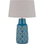 Beliani Tischlampe in Blau Keramik 55 cm mit dekorativen Verzierungen langes Kabel mit Schalter Wohnzimmer Glamour