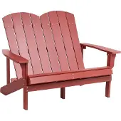 Beliani 2-Sitzer Gartenbank Rot Kunstholz 125 cm Breite Armlehnen Holzoptik Niedrige Sitzhöhe Muskoka Adirondack Stil Terrasse Outdoor Sitzbank