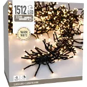 ECD-Germany LED Cluster Lichterkette 11m 1512 LEDs Warmweiß 8 Modi strombetrieb IP44 Wasserabweisend Innen/Außen Weihnachtsbeleuchtung Büschelkette