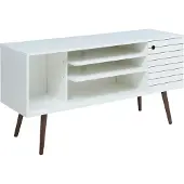 En.casa Fernsehschrank 'Vare' Lowboard 130 x 40 x 66 cm mit 1 Tür und 4 offenen Fächern Weiß