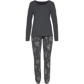 Vivance Pyjama grau Gr. 32/34 für Damen. Rundhals und Allover-Druck. Bequem. Nachhaltig.