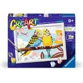 Ravensburger CreArt - MNZ - Lovely Budgies, Farben enthalten, Malen nach Zahlen Set
