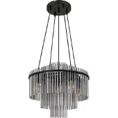 Globo Pendellampe Ø 50cm Gorley Schwarz mit Rauchglasstäben