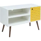 En.casa Fernsehschrank 'Vare' Lowboard 100 x 40 x 66 cm mit 1 Tür und 2 offenen Fächern Weiß/Gelb