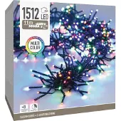 Koopman LED-Clusterlichterkette Büschel bunt, 1512 LEDs, schwarzes Kabel, Innen/Außen, 14m