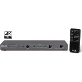 Marmitek HDMI Switch mit Audio Extractor - Connect 621 UHD 2.0 - HDMI 2.0 - 4K60 - HDR - ARC - Digitaler und Analoger Audioausgang - 4 ein/1 aus - automatisch schalten - Toslink - HDCP 2.2 - Ultra HD