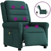 vidaXL Massagesessel Elektrisch Dunkelgrün Stoff