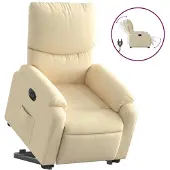 vidaXL Relaxsessel mit Aufstehhilfe Elektrisch Creme Stoff