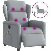vidaXL Massagesessel Elektrisch Hellgrau Stoff