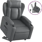 vidaXL Relaxsessel mit Aufstehhilfe Grau Kunstleder