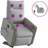 vidaXL Massagesessel mit Aufstehhilfe Elektrisch Wolkengrau Stoff