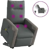 vidaXL Elektrischer Massagesessel mit Aufstehhilfe Dunkelgrau Stoff