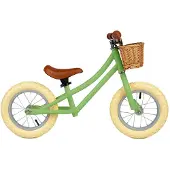 Bigjigs Laufrad - grünes Kinderfahrrad mit Korb und Aufklebern