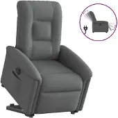 vidaXL Relaxsessel mit Aufstehhilfe Elektrisch Dunkelgrau Stoff
