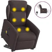 vidaXL Elektrischer Massagesessel mit Aufstehhilfe Dunkelbraun Stoff
