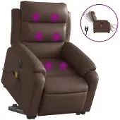 vidaXL Massagesessel mit Aufstehhilfe Elektrisch Braun Kunstleder