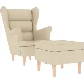 vidaXL Sessel mit Fußhocker Creme Stoff