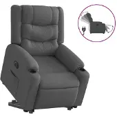 vidaXL Relaxsessel mit Aufstehhilfe Elektrisch Dunkelgrau Stoff
