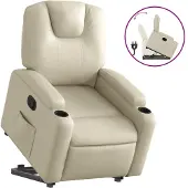 vidaXL Relaxsessel mit Aufstehhilfe Creme Kunstleder