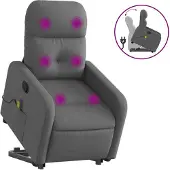 vidaXL Massagesessel mit Aufstehhilfe Dunkelgrau Stoff