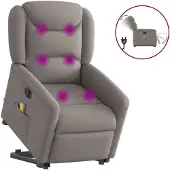vidaXL Elektrischer Massagesessel mit Aufstehhilfe Taupe Stoff