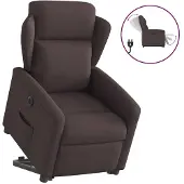 vidaXL Relaxsessel mit Aufstehhilfe Elektrisch Dunkelbraun Stoff