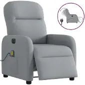 vidaXL Massagesessel Elektrisch Hellgrau Stoff