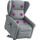 vidaXL Elektrischer Massagesessel mit Aufstehhilfe Hellgrau Stoff