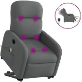 vidaXL Elektrischer Massagesessel mit Aufstehhilfe Dunkelgrau Stoff