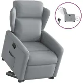 vidaXL Relaxsessel mit Aufstehhilfe Elektrisch Hellgrau Stoff