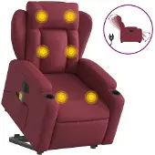 vidaXL Elektrischer Massagesessel mit Aufstehhilfe Weinrot Stoff