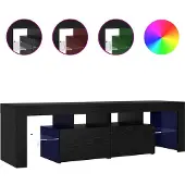 vidaXL TV-Schrank mit LED-Leuchten Schwarz Eichen-Optik 140x36,5x40 cm