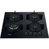 Whirlpool AKT 625/NB1, Schwarz, Integriert, 59 cm, Gaskochfeld, Gusseisen, 4 Zone(n)