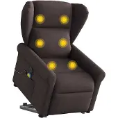 vidaXL Elektrischer Massagesessel mit Aufstehhilfe Dunkelbraun Stoff