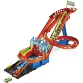 Hot Wheels City Roller Coaster Rally Trackset mit 5 Fahrzeugen, Fahrzeug- & Schienen-Set, 4 Jahr(e), D, Kunststoff, Mehrfarbig