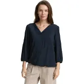 Tom Tailor Shirtbluse , Damen, Gr. 36, blau (lunar eclipse), Web, Obermaterial: 100% Viskose, bedruckt, regular fit taillenbedeckt, V-Ausschnitt, elastischer Bund, Blusen Shirtbluse, mit All-Over Print