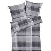 Kaeppel JERSEY Bettwäsche mit Reißverschluss, aus 100 % Baumwolle Tonight Plaid grau 1x135/200 1x80/80