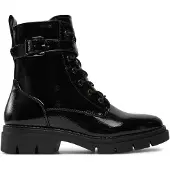 Tamaris Damen Stiefelette Schnürboots Reißverschluss Lack Zierschnalle 1-25289-41, Größe:37 EU, Farbe:Schwarz