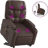 vidaXL Massagesessel mit Aufstehhilfe Braun Kunstleder