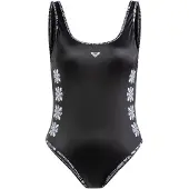 Roxy Badeanzug "Mineral", Damen, Gr. L, grau (anthrazit morockin vibes swim), Recycling-Polyester, Badeanzüge Badeanzug