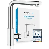 Bächlein Küchenarmatur 360 Grad schwenkbar - Farbe: Chrom – Einhand-Spültischbatterie aus Edelstahl mit ausziehbarem Schlauch und Brause