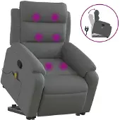 vidaXL Massagesessel mit Aufstehhilfe Dunkelgrau Stoff