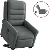 vidaXL Relaxsessel mit Aufstehhilfe Elektrisch Dunkelgrau Stoff